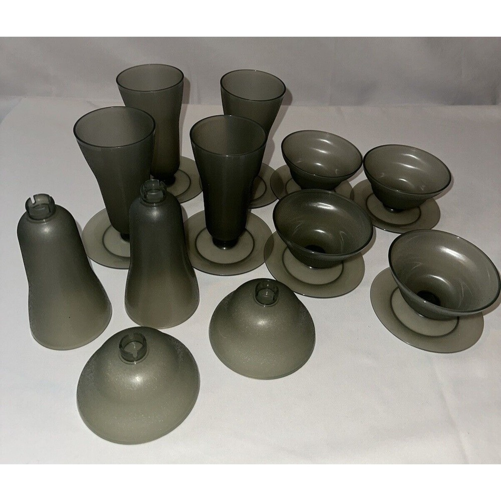 Vintage Tupperware Parfait Cups smoke gray Lot